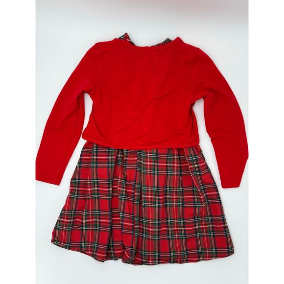 Girls Plaid Christmas Dress & Red Jacket | Size 130 | US 7/8 | Holiday Outfit - Picture 3 of 3